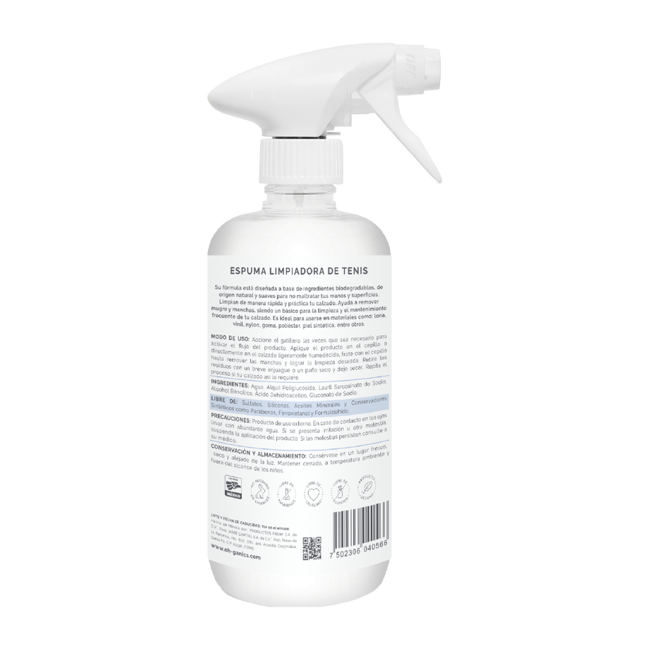 Limpiador de tenis en espuma OH!GANICS 500 ml