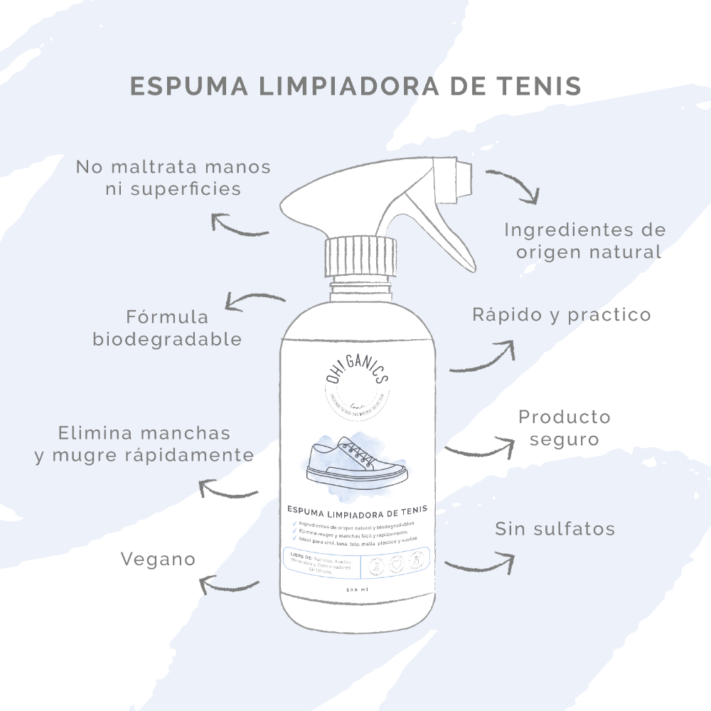Limpiador de tenis en espuma OH!GANICS 500 ml